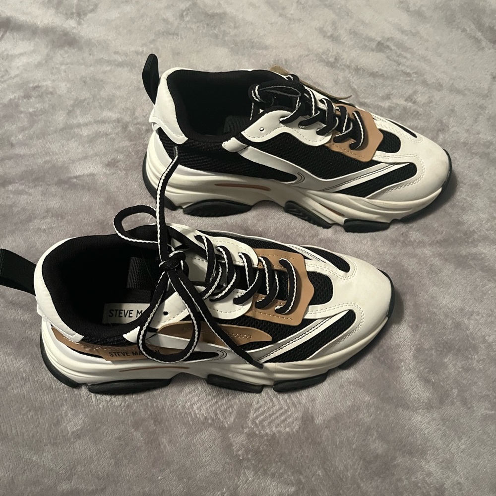 Steve Madden Monochrome Sneakers with Tan Accents